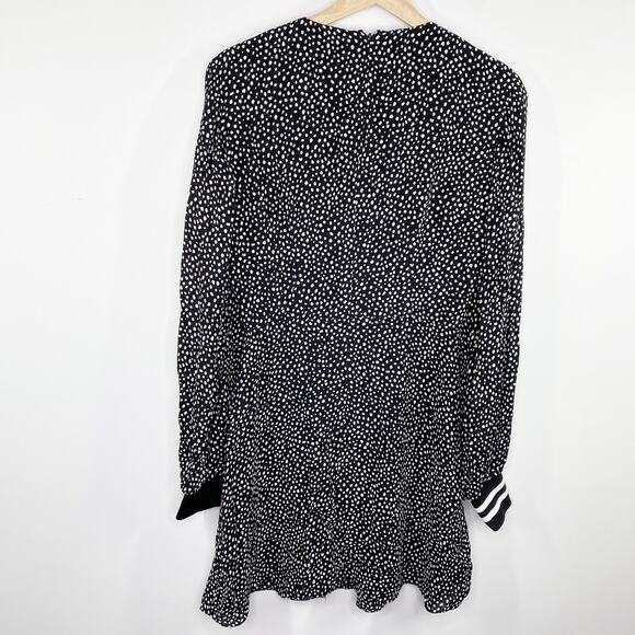 Tibi Black Cream Polka Dot Printed Long Sleeve Mini Dress Women's Size 4 - Picture 2 of 11